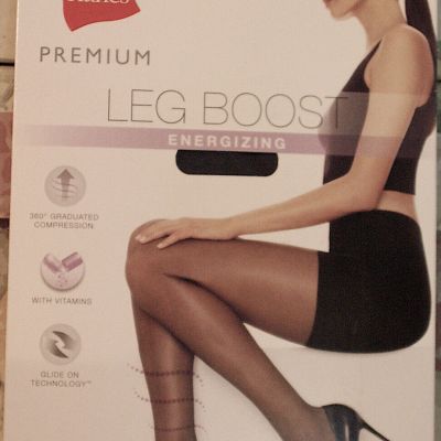 Women's Control Top Leg Boost Energizing Tights 20D Hanes Jet Black Size Medium